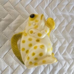 Vintage Yellow Polka Dot Miniature Frog Watering Can